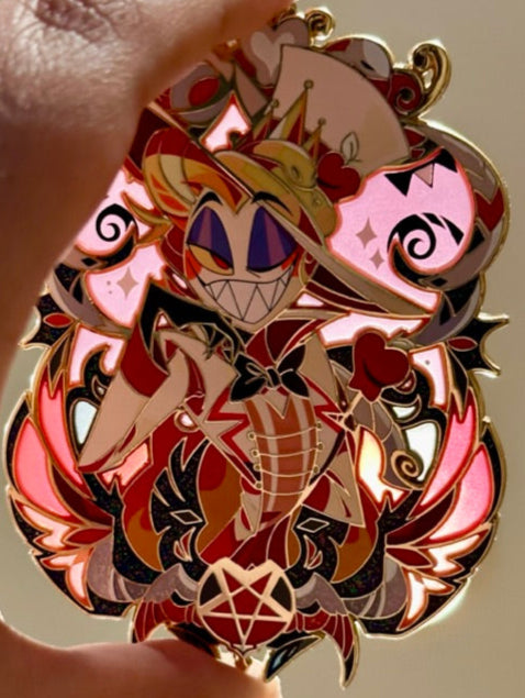 Lucifer Stain Glass Pink Pin